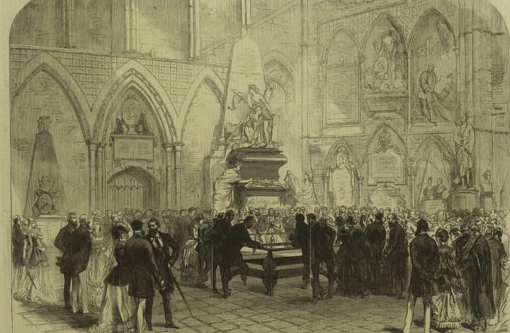Figure 1: The Grave of Charles Dickens in Poets' Corner, Westminster Abbey." Illustrated London News, 25 June 1870, p. 652. The Illustrated London News Historical Archive, 1842-2003