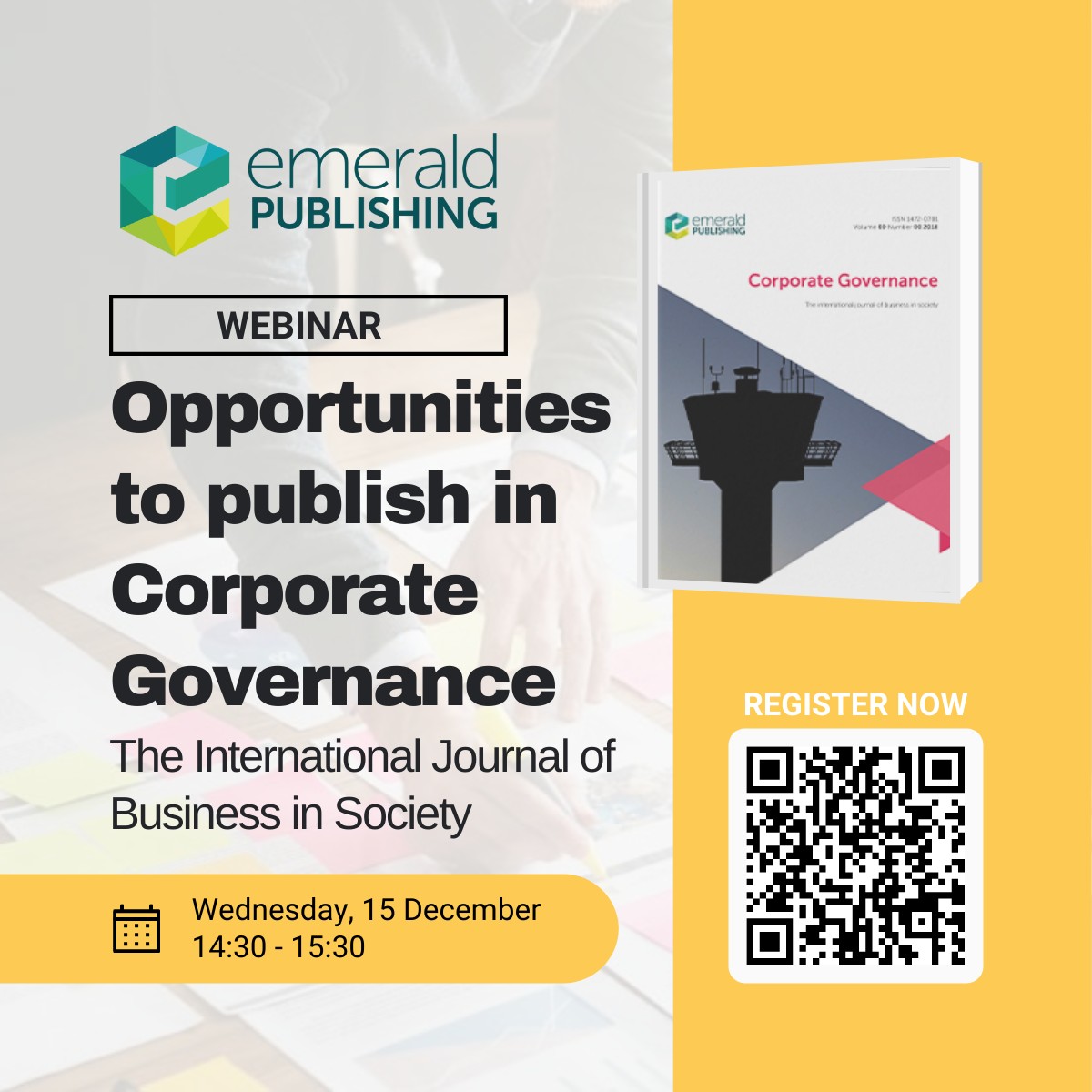 Emerald Webinar: Opportunities to publish in Corporate Governance: The International Journal of Business in Society