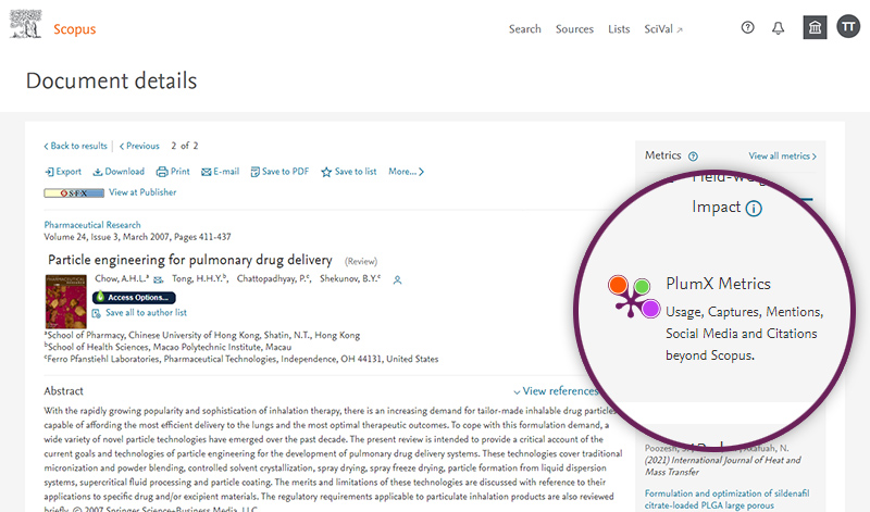 PlumX Metrics in Scopus PlumX Metrics in Scopus